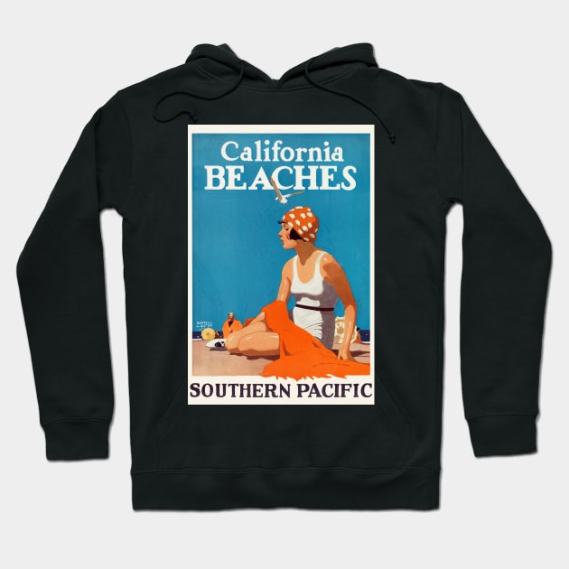 California Beaches Vintage Poster 1923 Hoodie by vintagetreasure